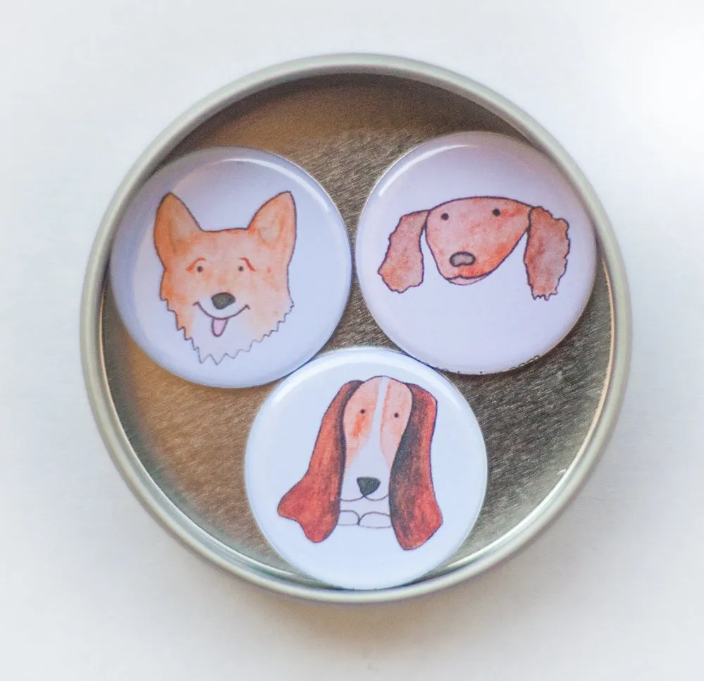 Cute dogs magnet set, Corgi art magnet, Dachshund art magnet, Bassett Hound art magnet