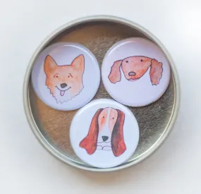 Cute dogs magnet set, Corgi art magnet, Dachshund art magnet, Bassett Hound art magnet