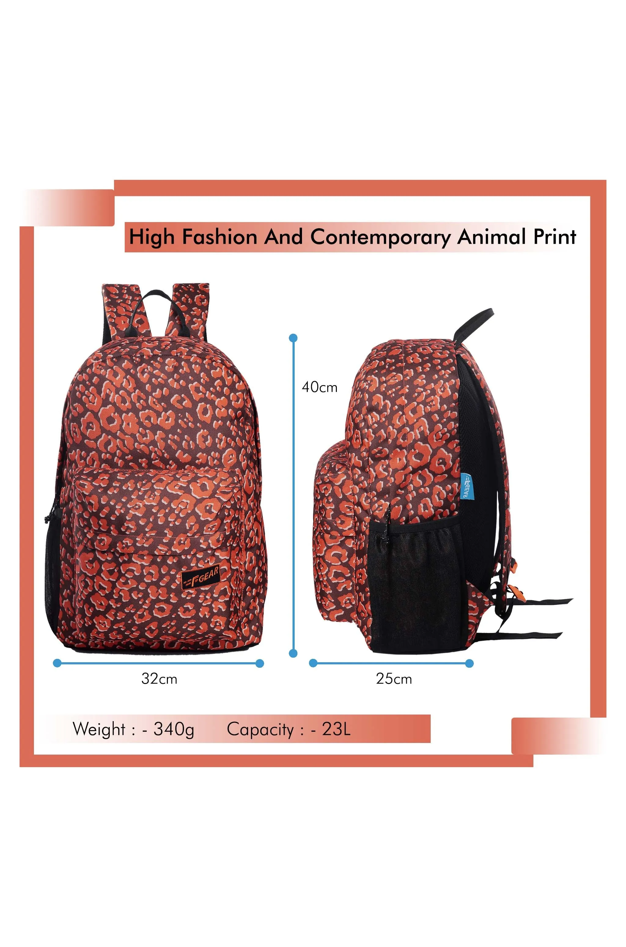 Emprise 23L Animal Print Orange Backpack