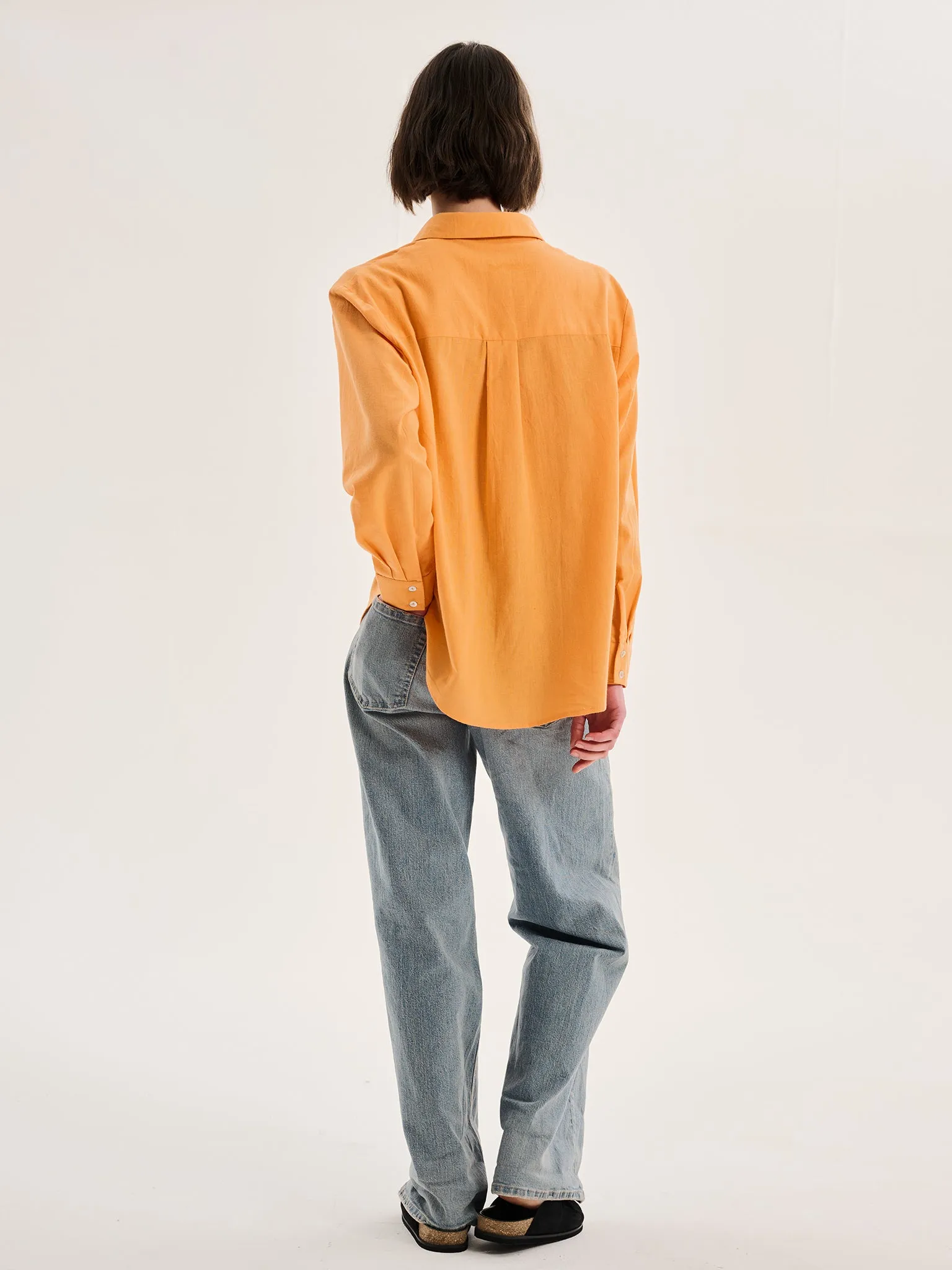 Evie Linen Oversized Shirt in Orange