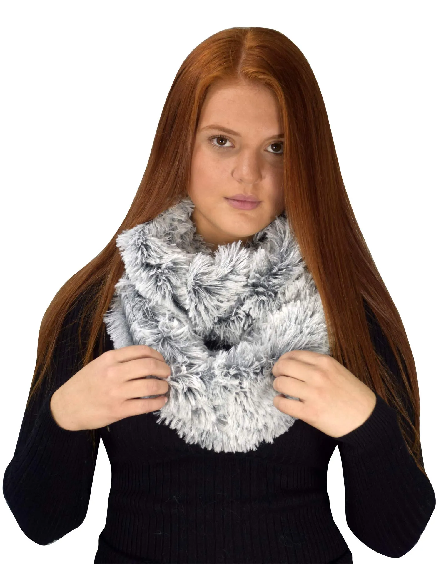 Faux Fur Warm Soft Thick Infinity Loop Circle Scarves Neck Warmers