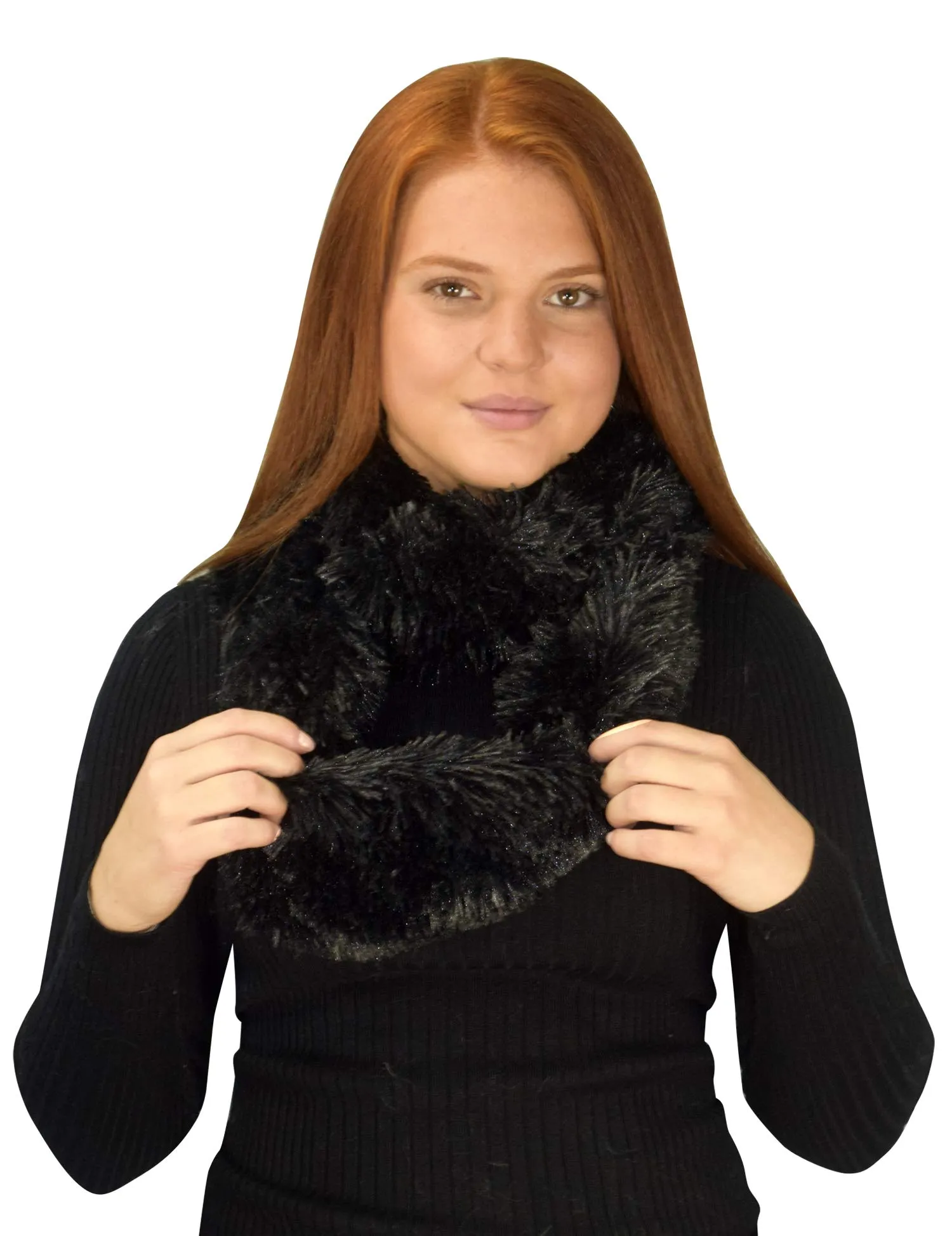 Faux Fur Warm Soft Thick Infinity Loop Circle Scarves Neck Warmers