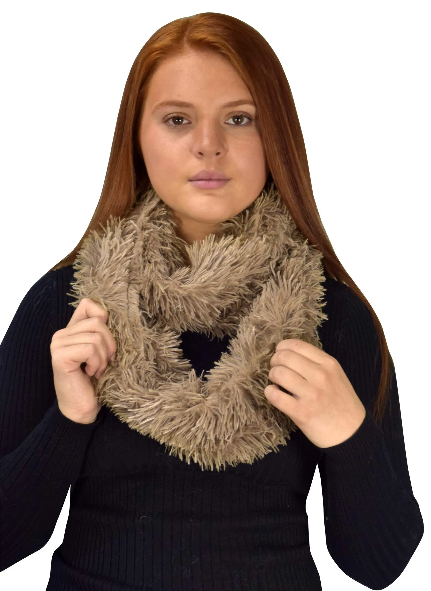 Faux Fur Warm Soft Thick Infinity Loop Circle Scarves Neck Warmers