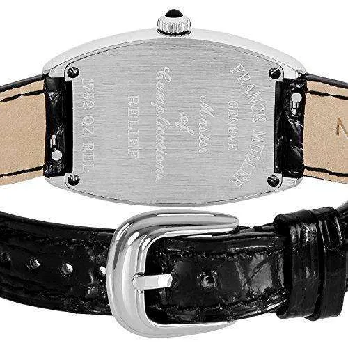 FRANCK MULLER CINTREES CURVEX BLACK LEATHER WOMEN WATCH 1752QZREL-SLV-BLK-EN