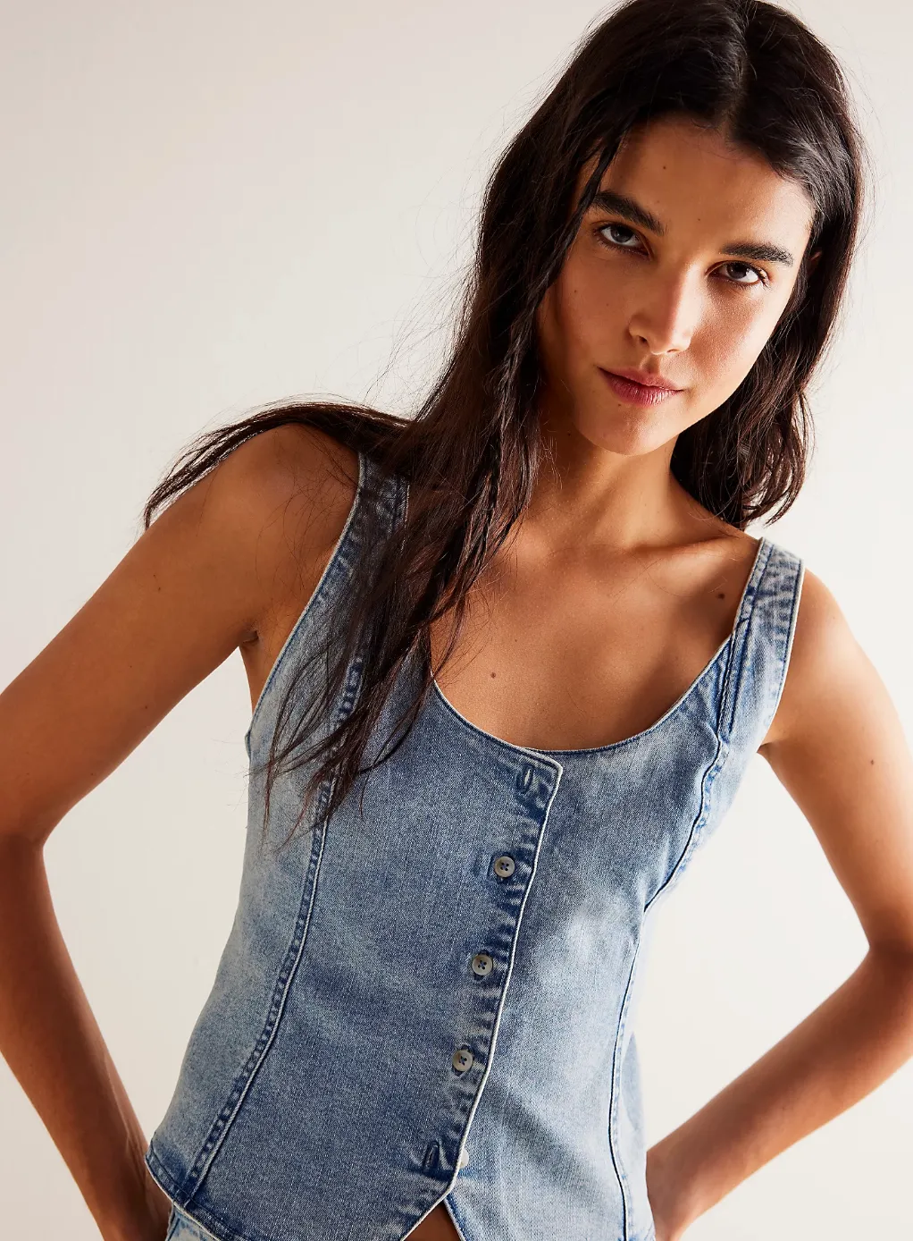 Free People Kara Denim Vest