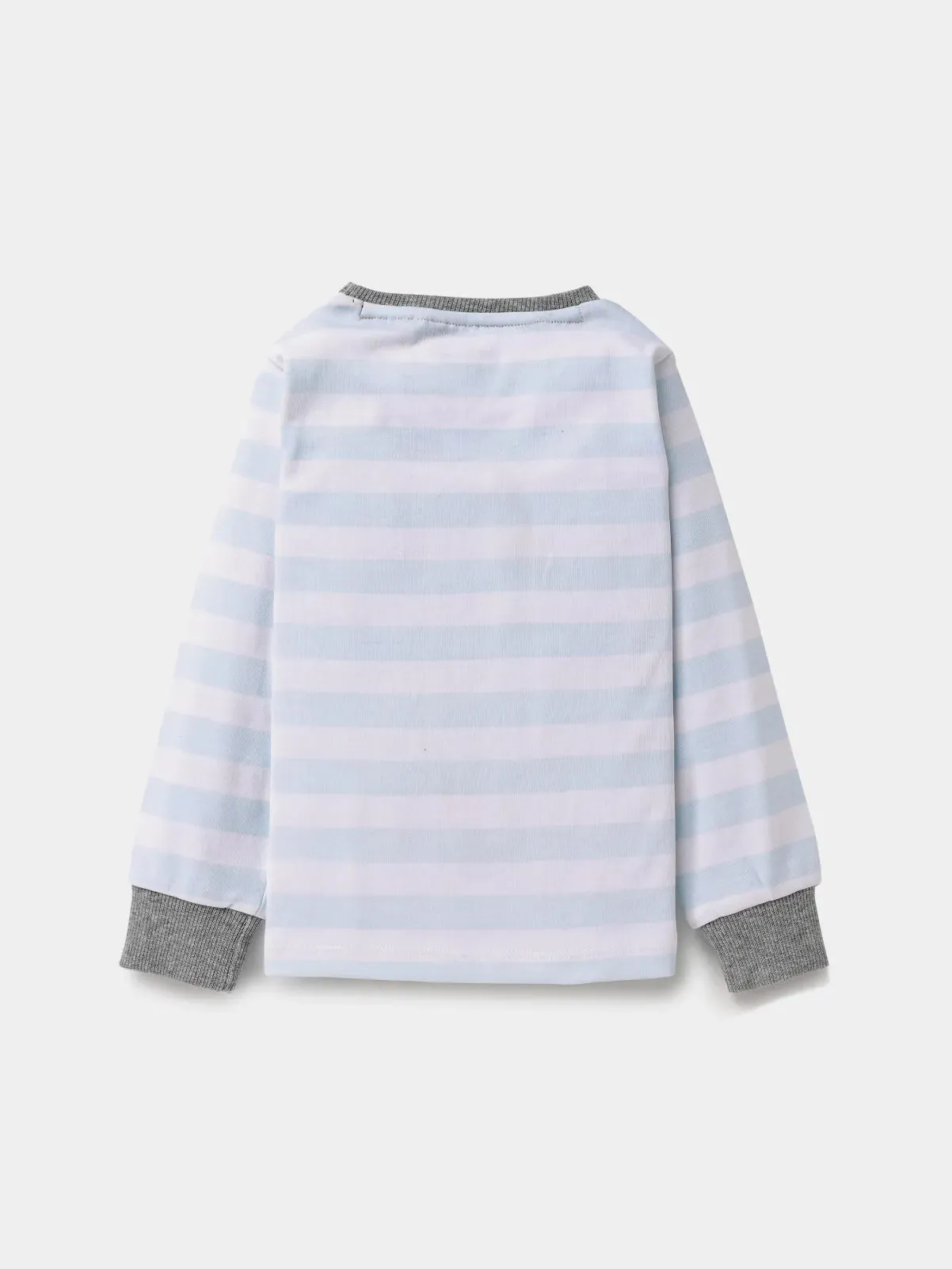 Full sleeve sky blue and White cuff t-shirt for baby