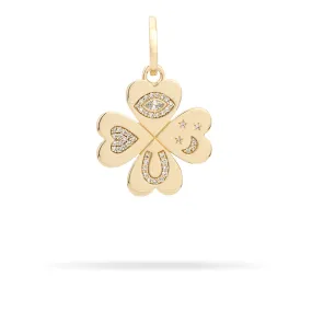 Good Luck Diamond Clover Hinged Charm