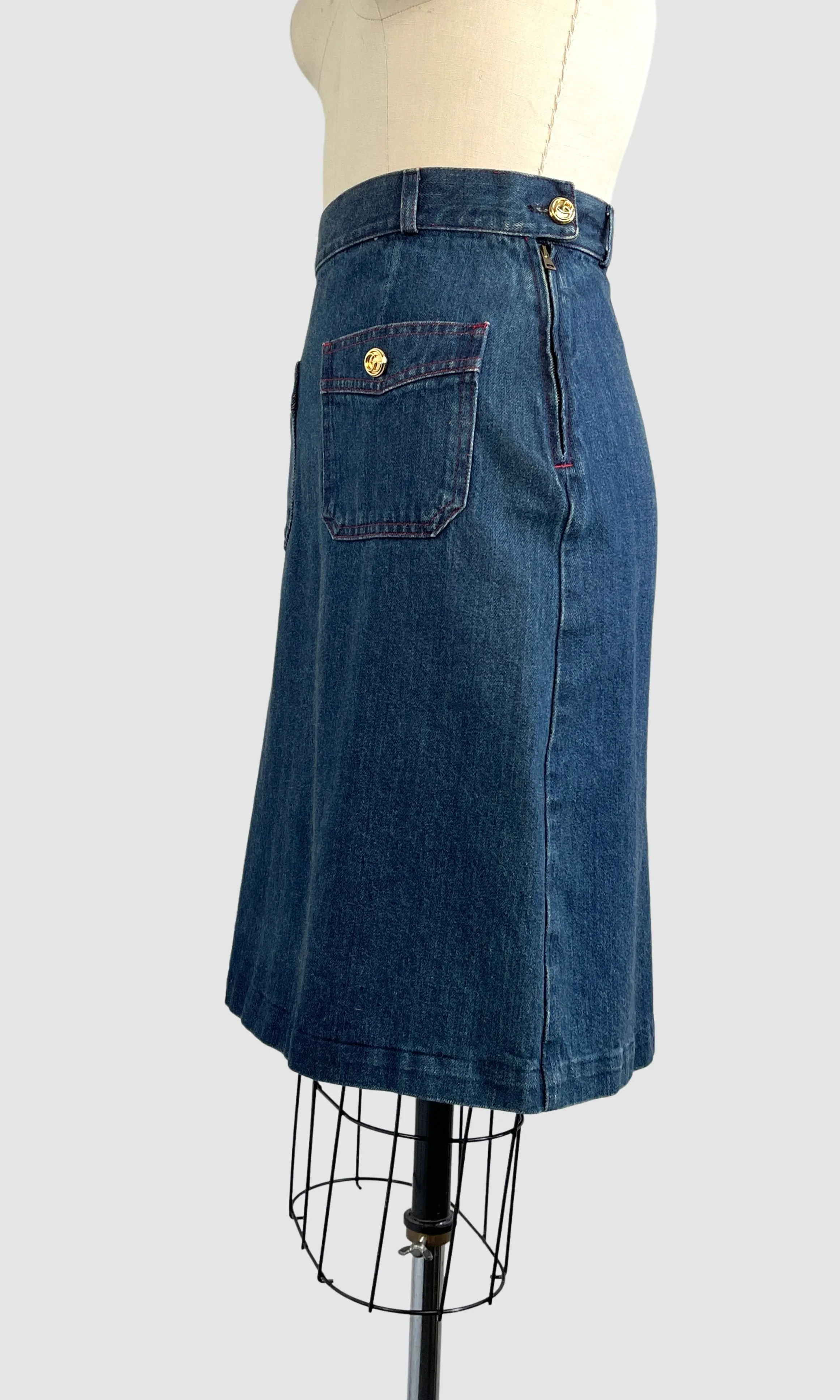 GUCCI 90s Dark Denim Skirt, Size Small