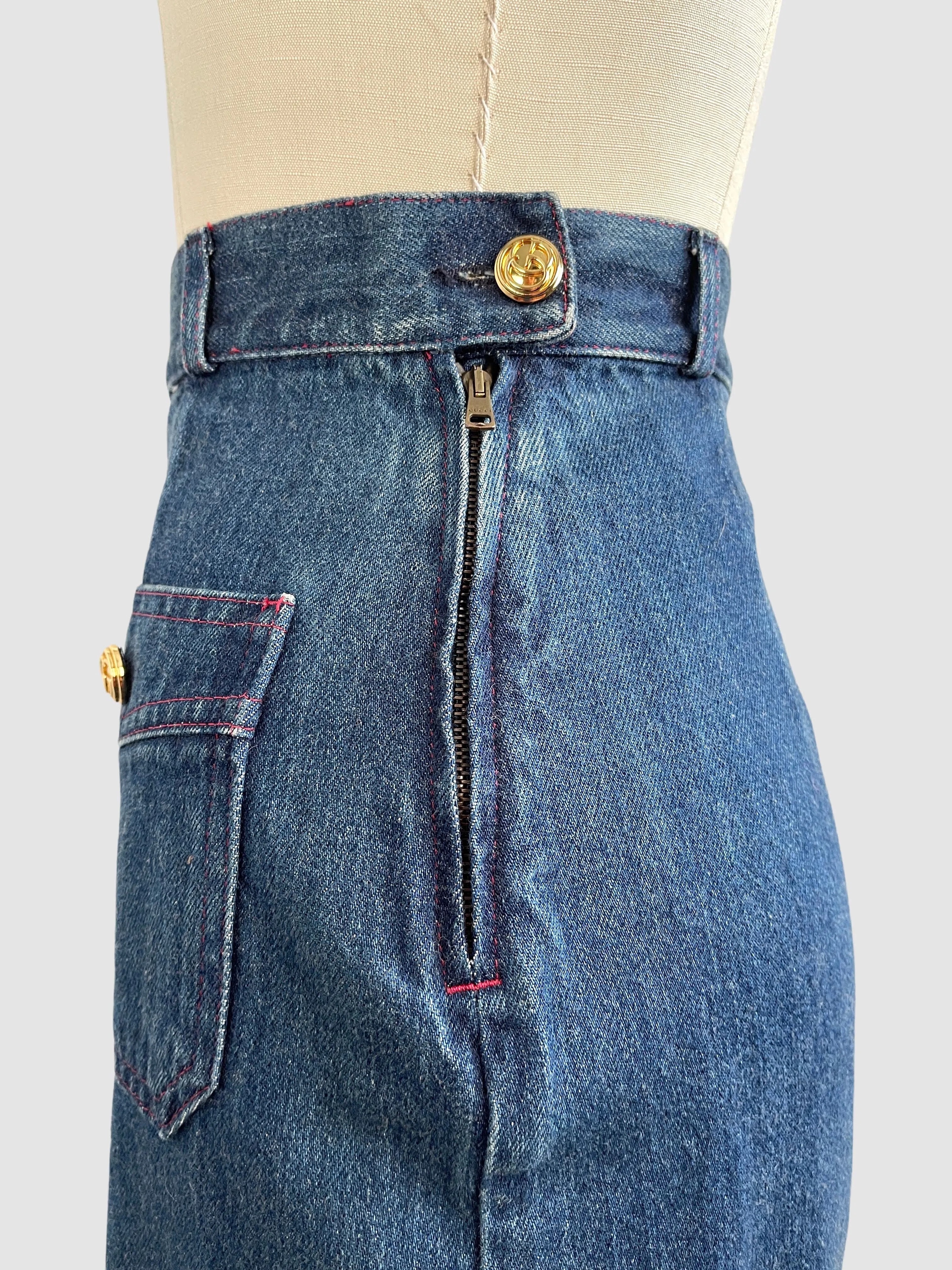 GUCCI 90s Dark Denim Skirt, Size Small