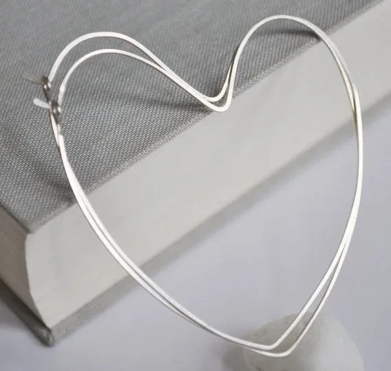 Heart Sterling Silver Hoop Earrings