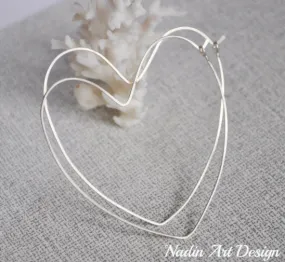 Heart Sterling Silver Hoop Earrings