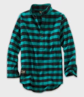 Henley Flannel Shirt - Green Buffalo