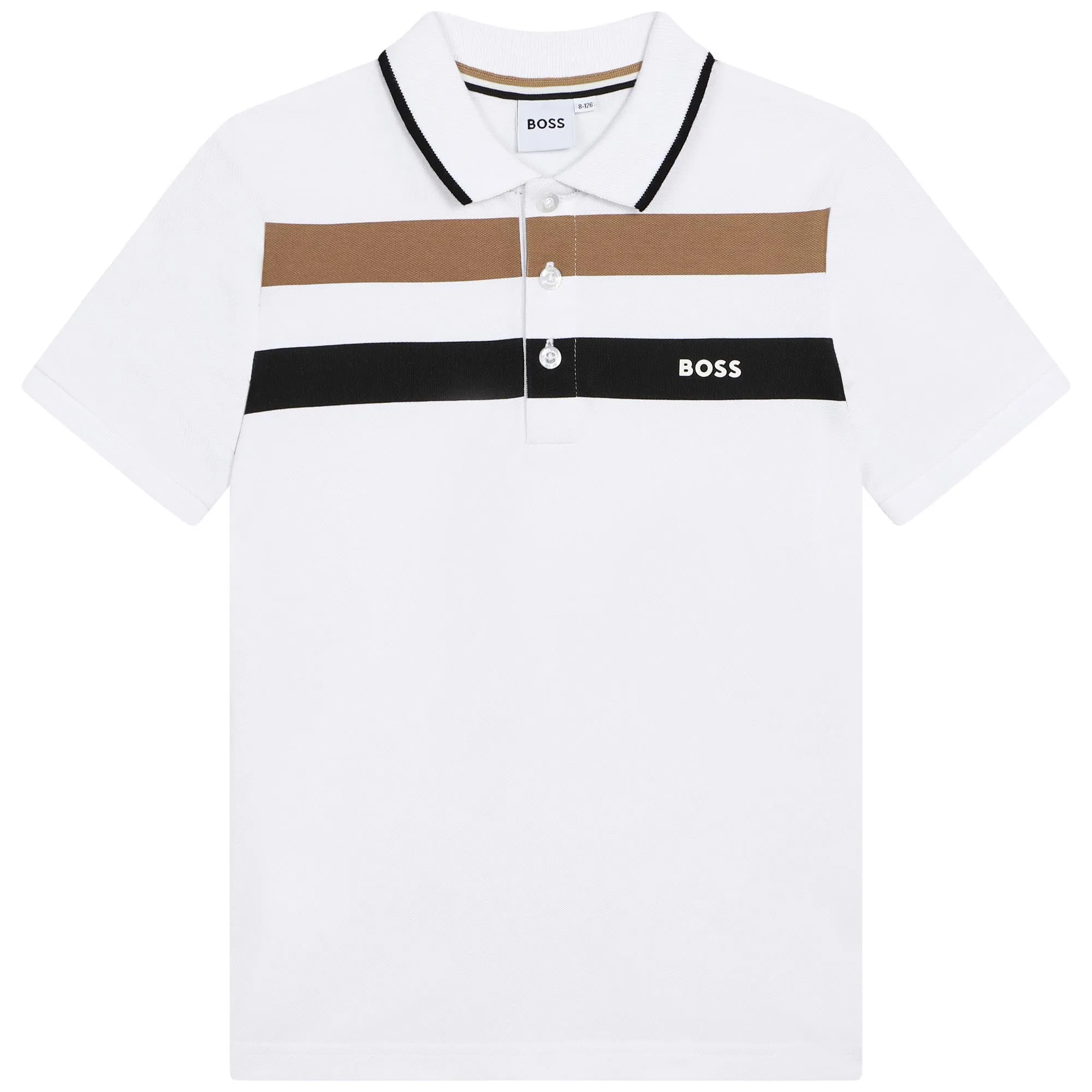 Hugo Boss Boys Short Sleeve Striped Polo Shirt _White J25O26-10P