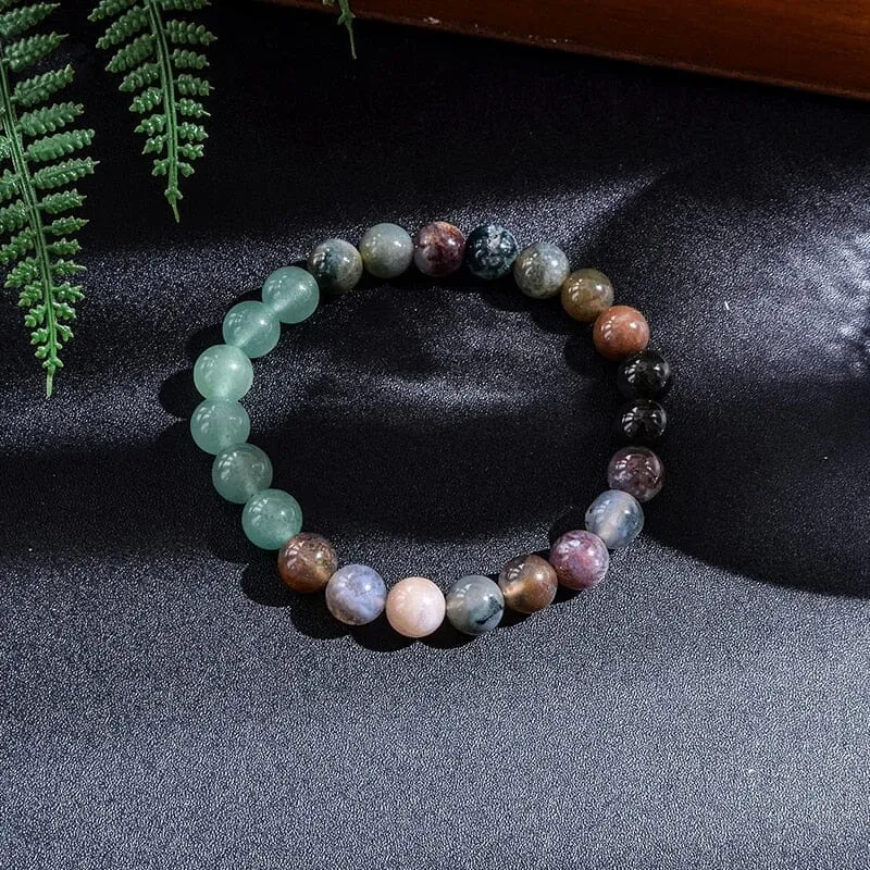 Indian Agate Green Aventurine Beads Japamala Necklace/Bracelet Set