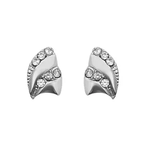 JewelMaze Austrian Stone Silver Plated Stud Earrings ( assorted design )