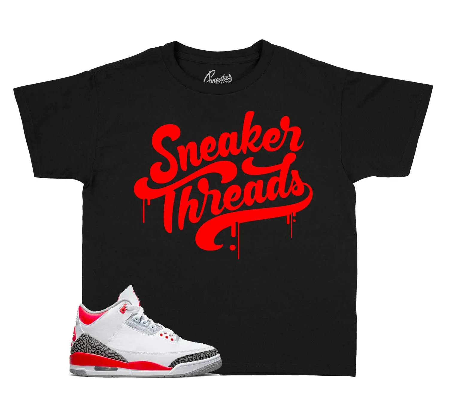 Kids - Fire Red 3 ST Drip Shirt