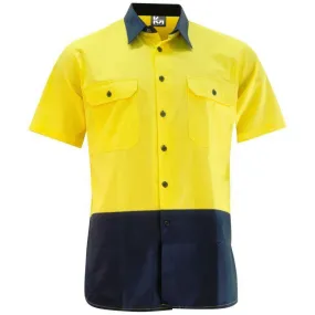 KM Workwear Hi Vis 2 Tone Lightweight Vented S/S Shirt 2321N