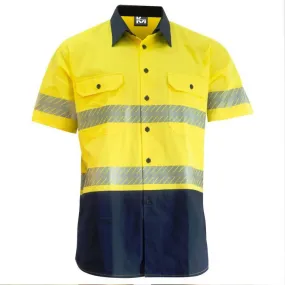 KM Workwear Hi Vis 2 Tone Vented Shirt c/w 3M Segmented Reflective Tape 2321T