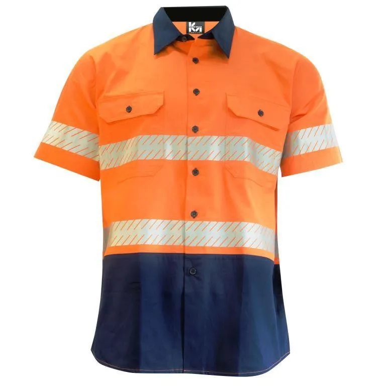 KM Workwear Hi Vis 2 Tone Vented Shirt c/w 3M Segmented Reflective Tape 2321T