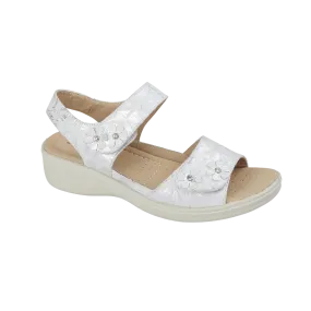 Ladies Summer White Sandals Metallic Azalea Hook & Loop