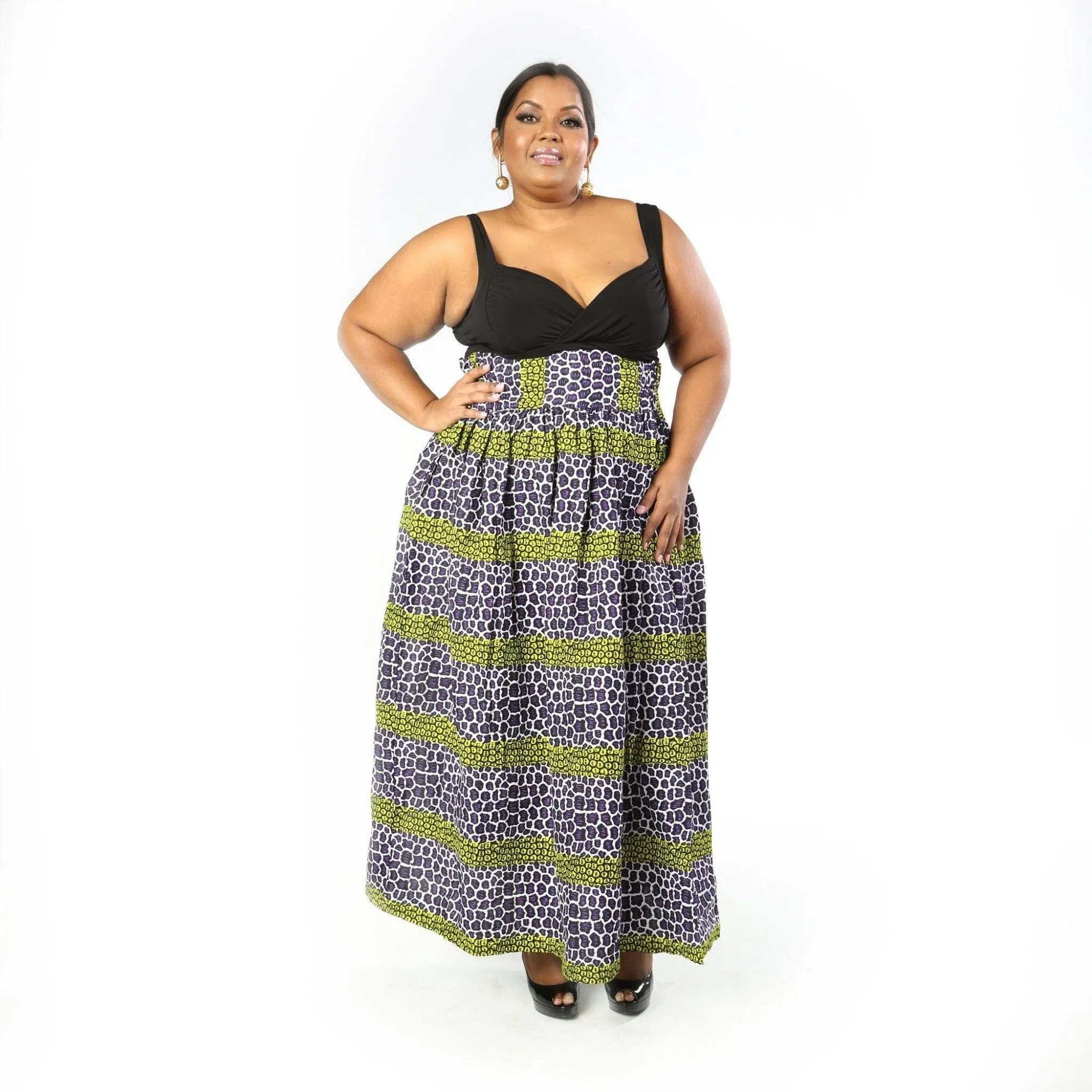 LEBI African Print Maxi Skirt