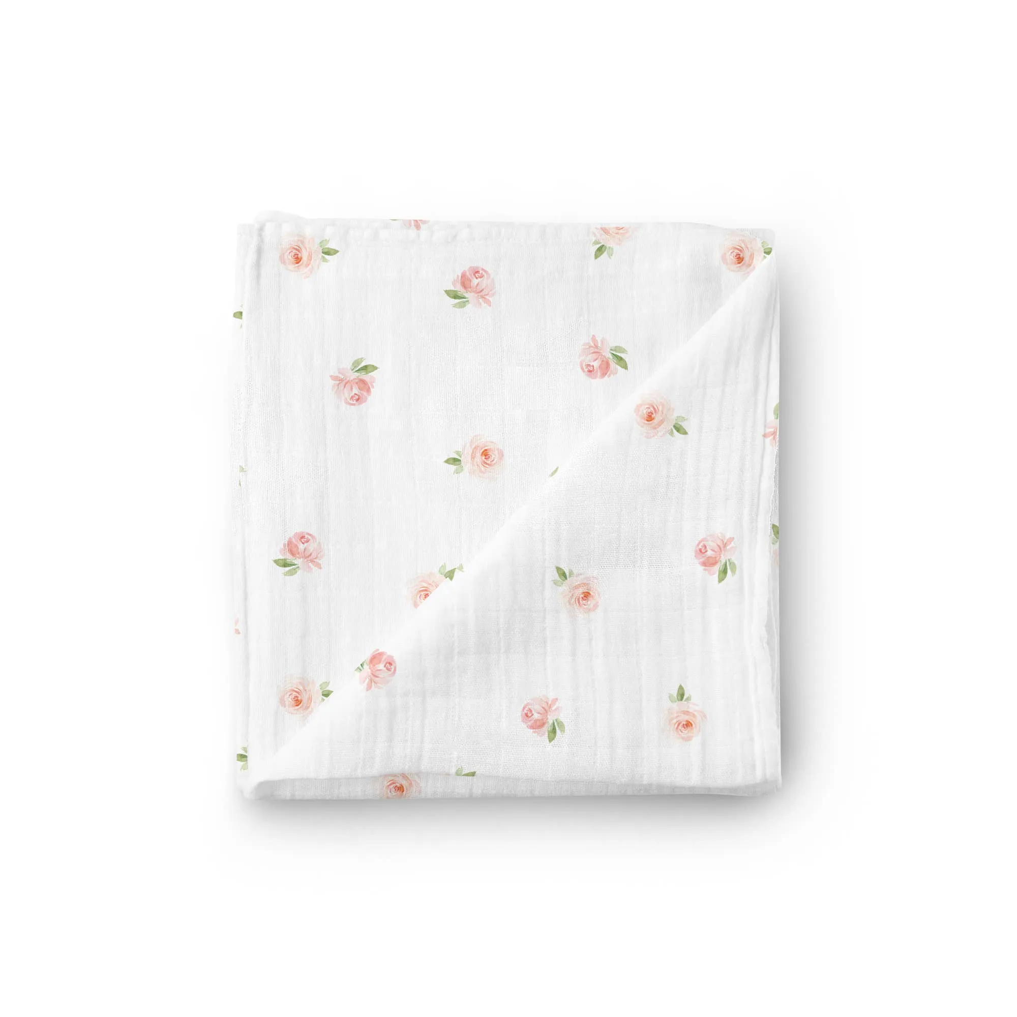 Little Kims - Muslin Swaddle Blanket for Girls, Floral - Rose Garden