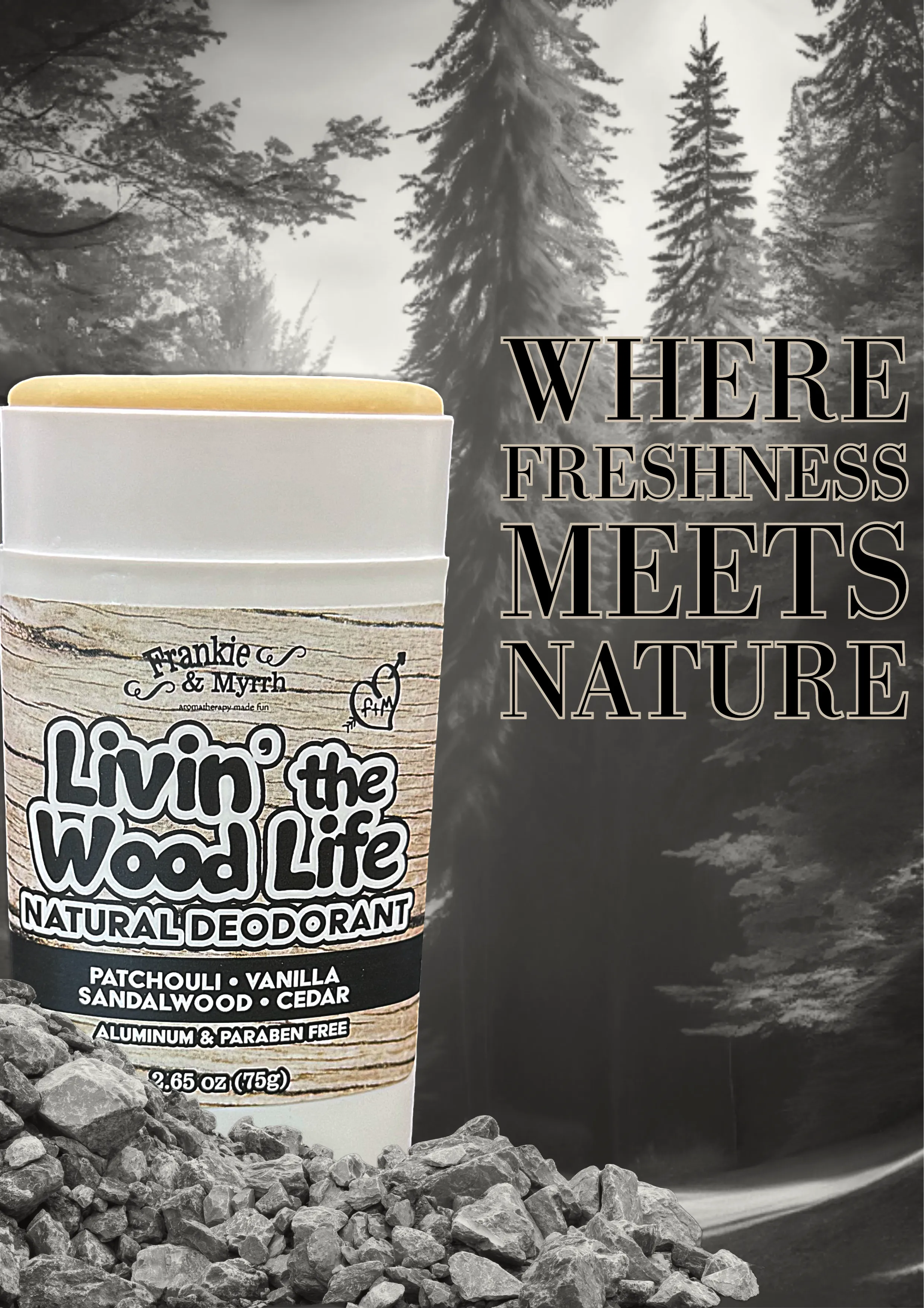 Livin' The Wood Life | Natural Deodorant | Patchouli, Vanilla, Cedar, Sandalwood