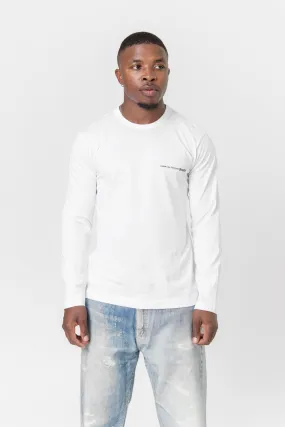 Long Sleeve Chest Print Logo Tee White T017