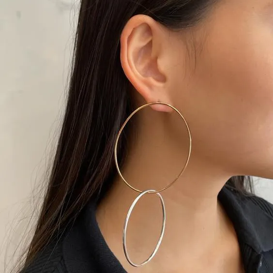 Loop Stud, 9k Rose Gold/Sterling Silver (single)