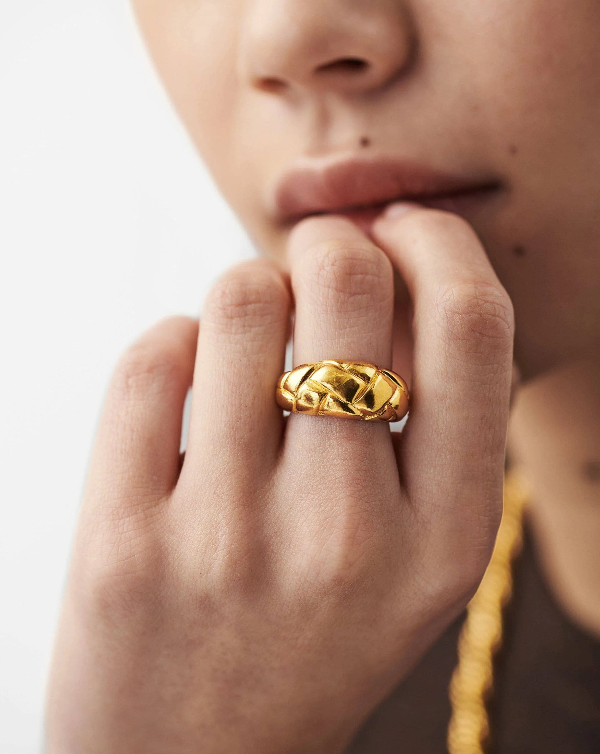 Lucy Williams Dome Waffle Ring | 18ct Gold Plated Vermeil