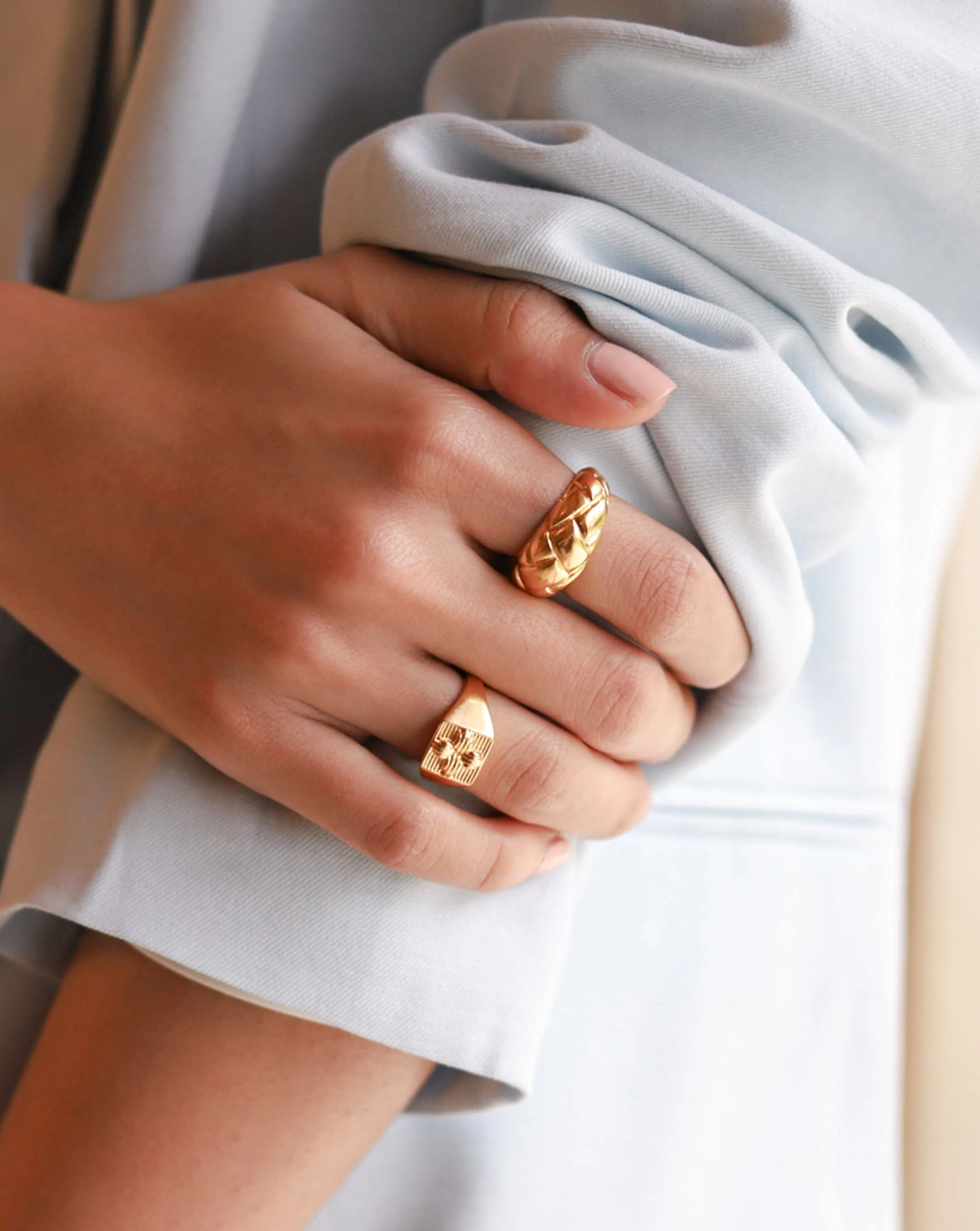 Lucy Williams Dome Waffle Ring | 18ct Gold Plated Vermeil