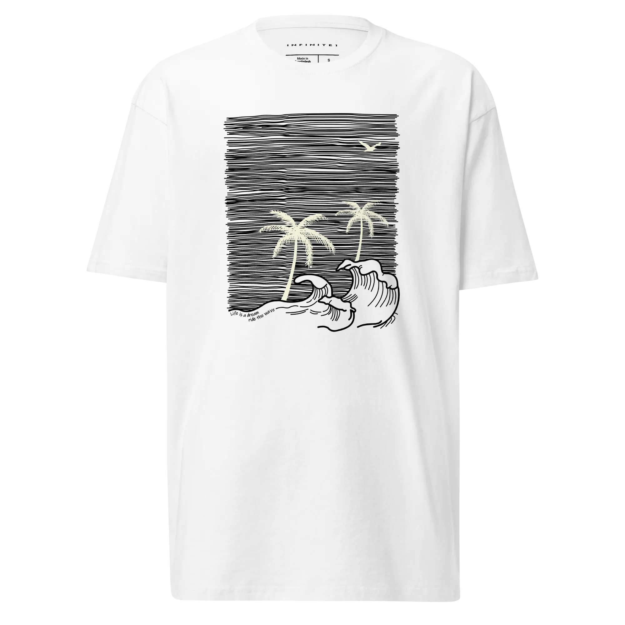 Men’s Tropical Trees And Waves Theme Graphic Tee