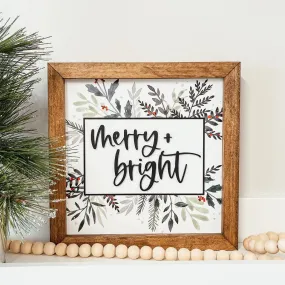 Merry   Bright 3D Framed Wood Sign