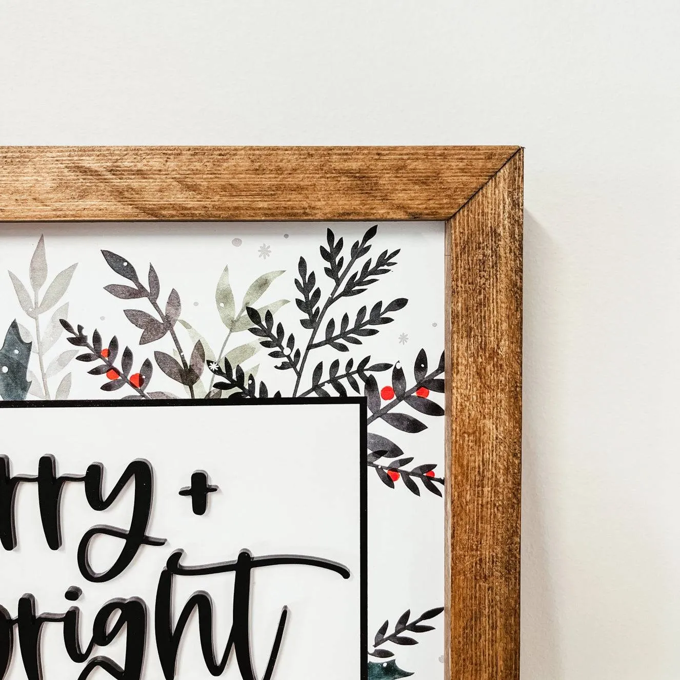 Merry   Bright 3D Framed Wood Sign