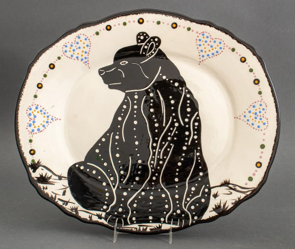 Mid-Century American Folk Art Ceramic Charger