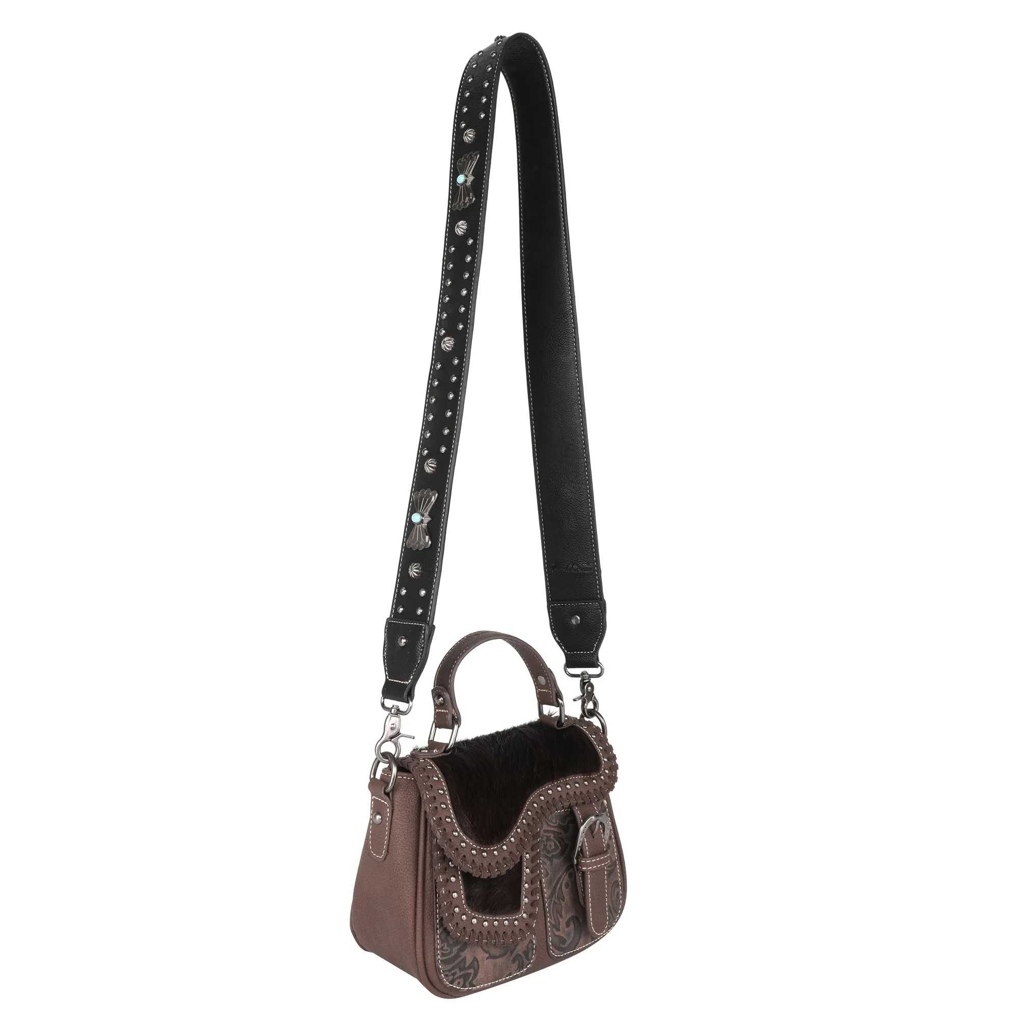 Montana West Black Mariposa Concho Crossbody Shoulder Strap