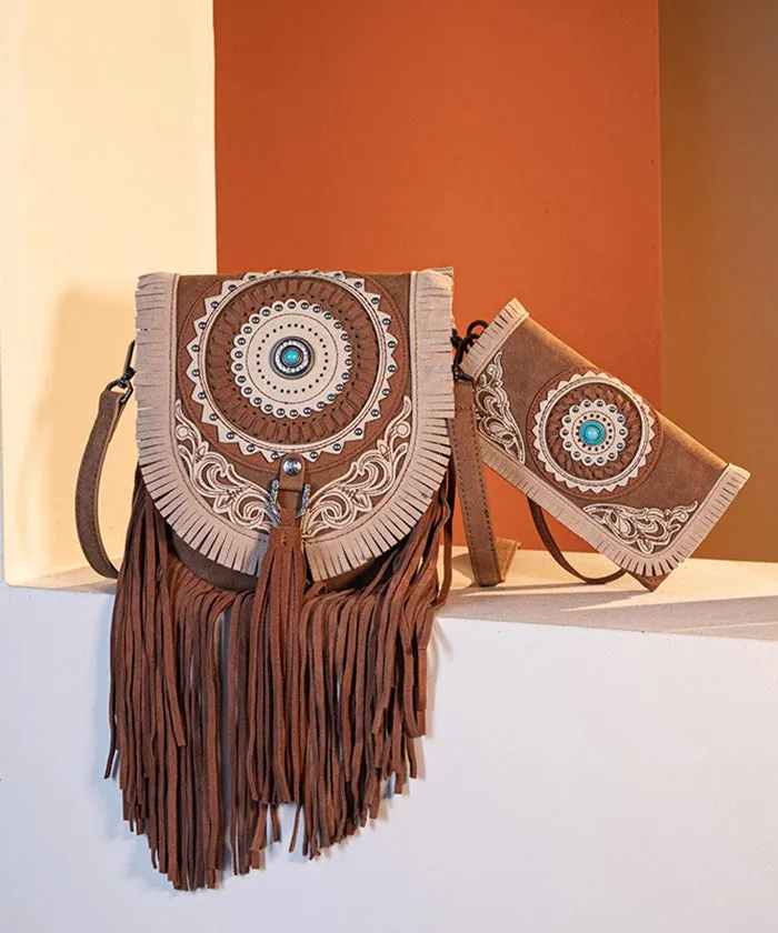 Montana West Concho Fringe Crossbody Purse Set