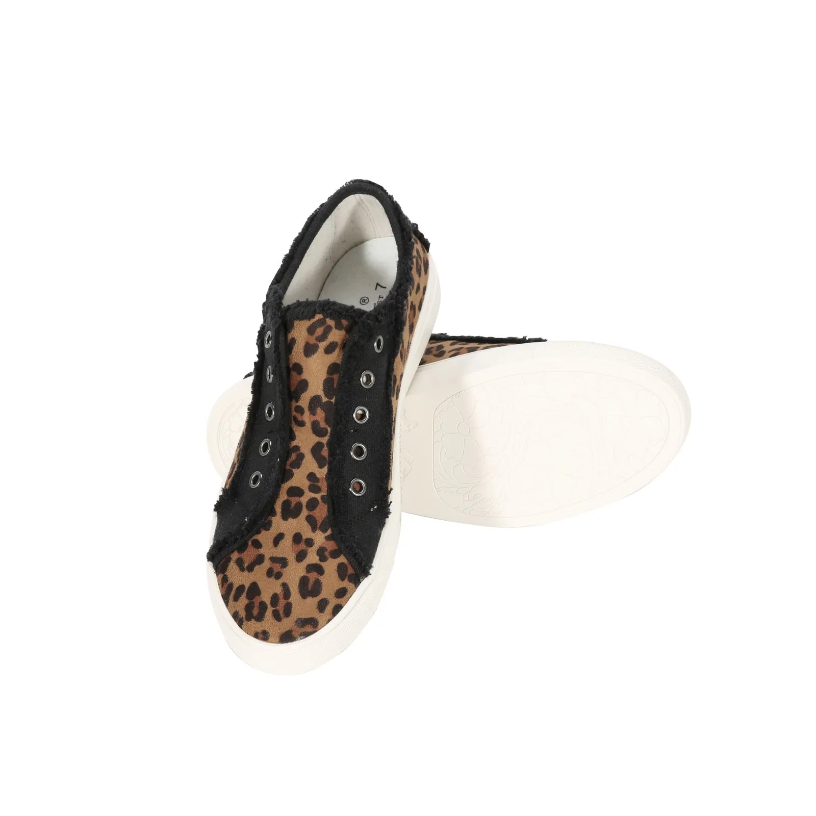 Montana West Leopard Hair-On Canvas Shoes