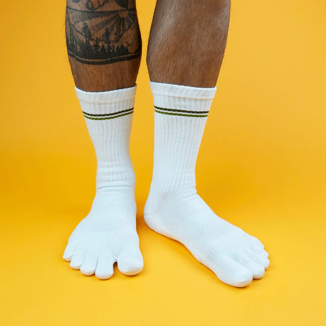 My Foot Function Tåsokker - Crew Length - White & Green