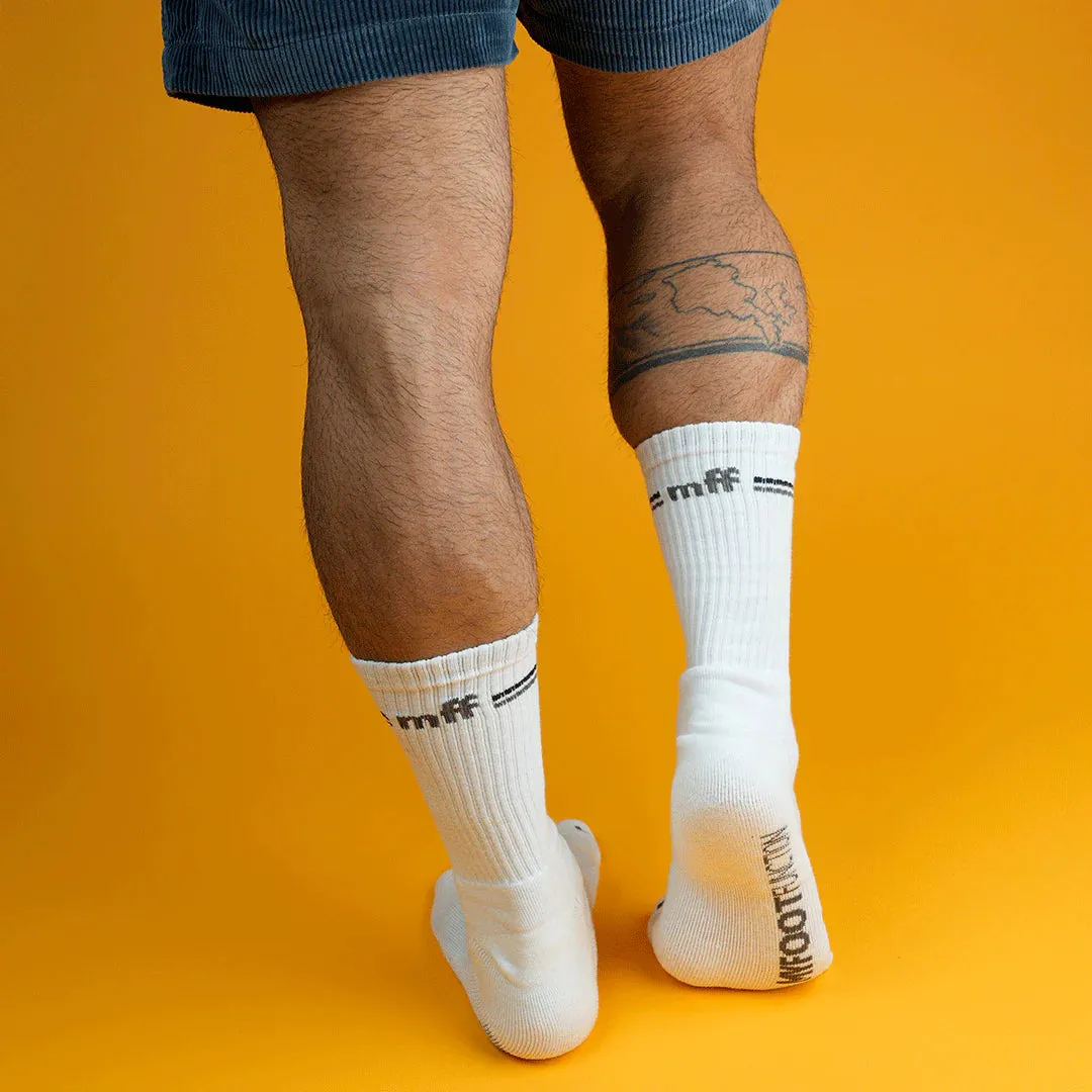 My Foot Function Wide Socks - Crew Length - White