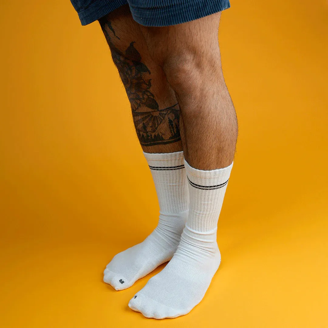 My Foot Function Wide Socks - Crew Length - White