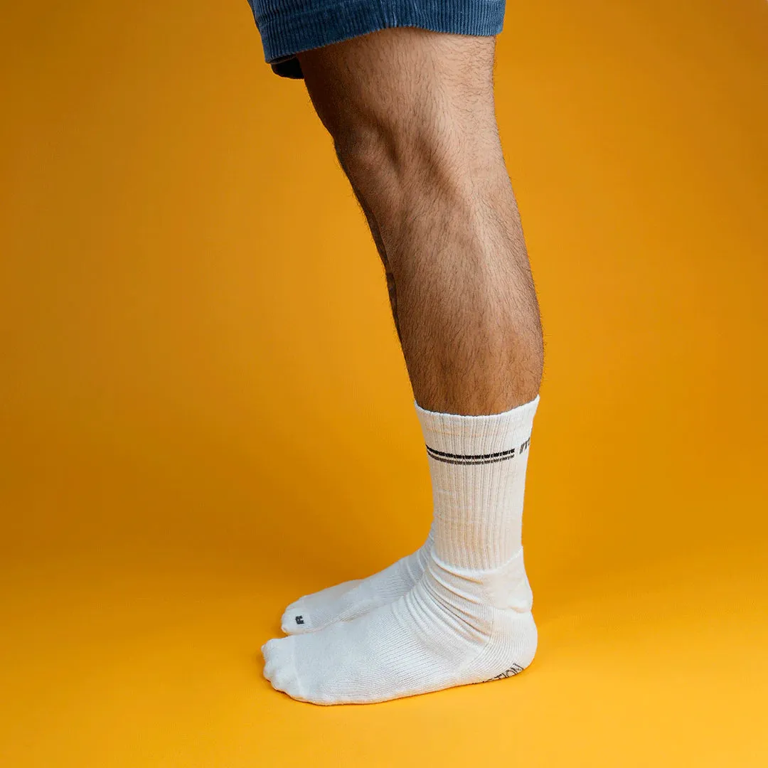 My Foot Function Wide Socks - Crew Length - White