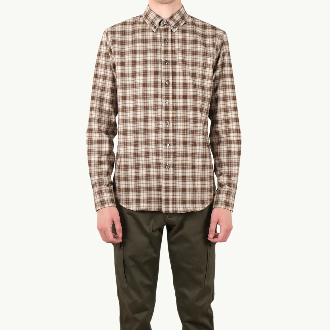 Olive Plaid Flannel Shirt