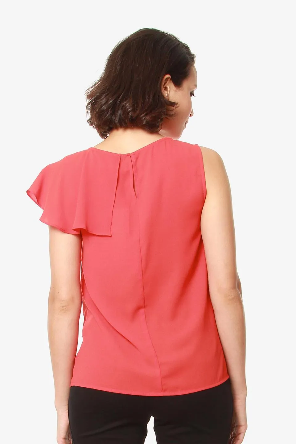 One Shoulder Chessa Nursing Top Coral Red