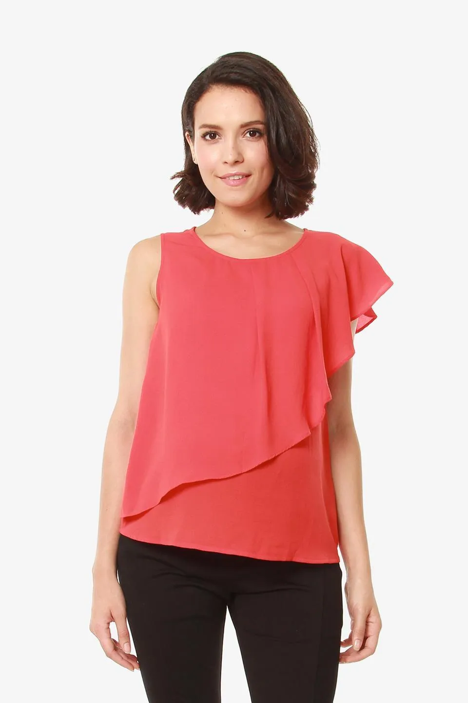 One Shoulder Chessa Nursing Top Coral Red