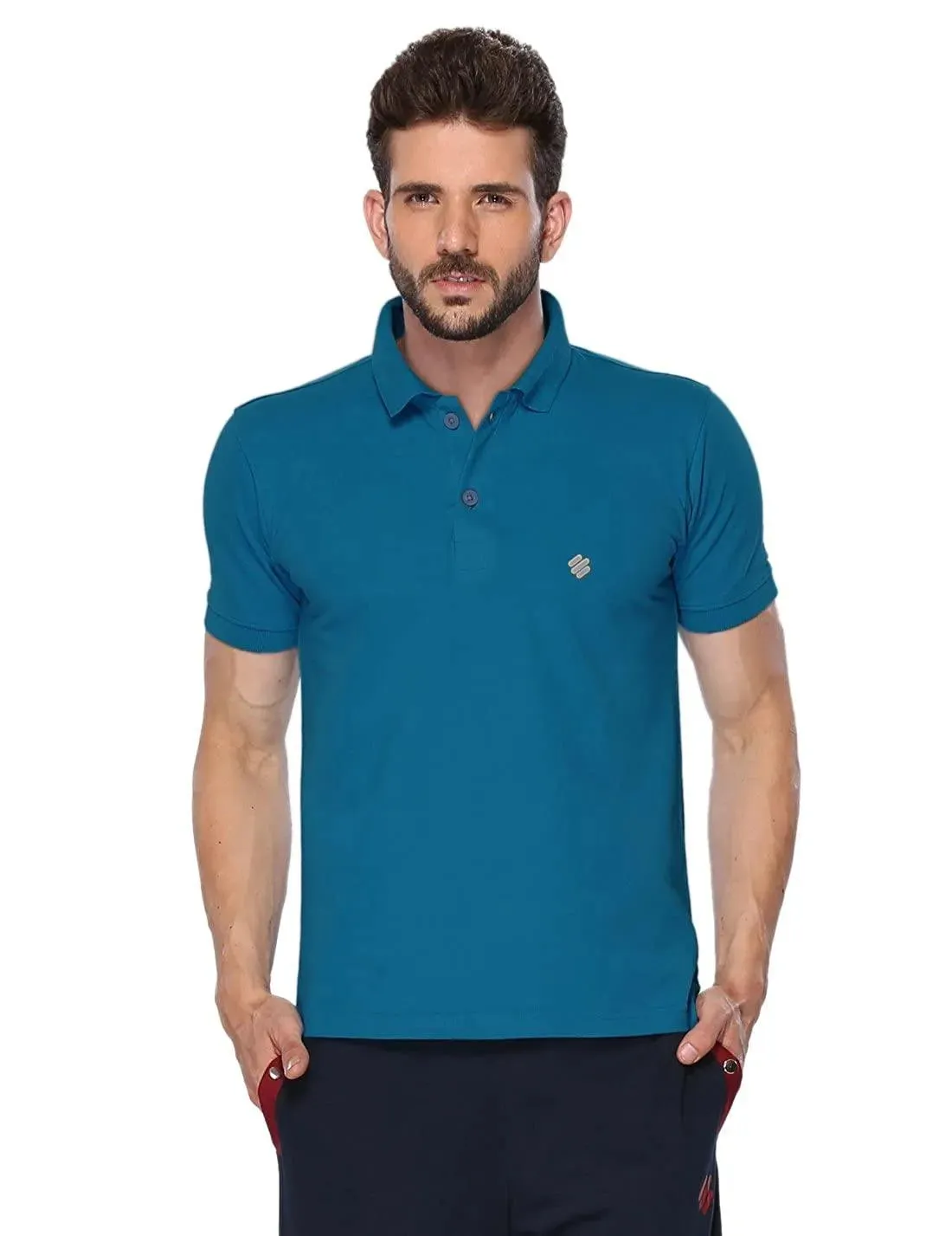 ONN Men's Cotton Polo T-Shirt (Pack of 2) in Solid Bright Blue-Grey Mellange colours