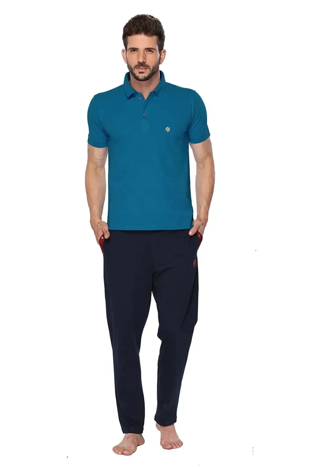 ONN Men's Cotton Polo T-Shirt (Pack of 2) in Solid Bright Blue-Grey Mellange colours