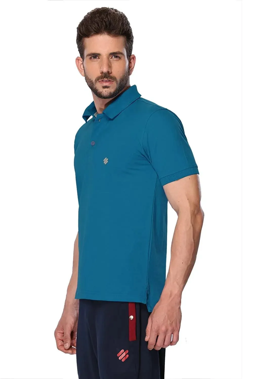 ONN Men's Cotton Polo T-Shirt (Pack of 2) in Solid Bright Blue-Grey Mellange colours