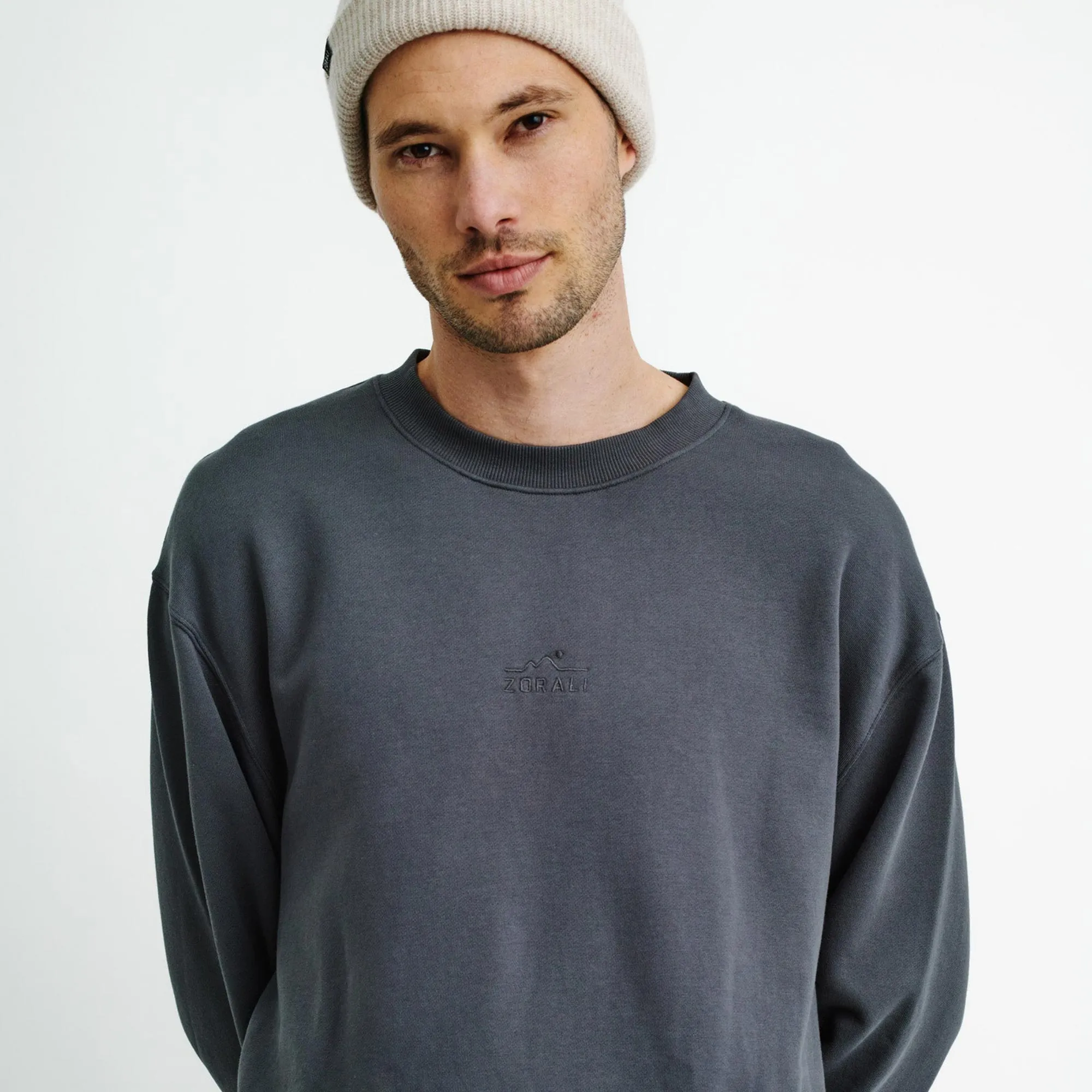 Organic Mens Crew Charcoal