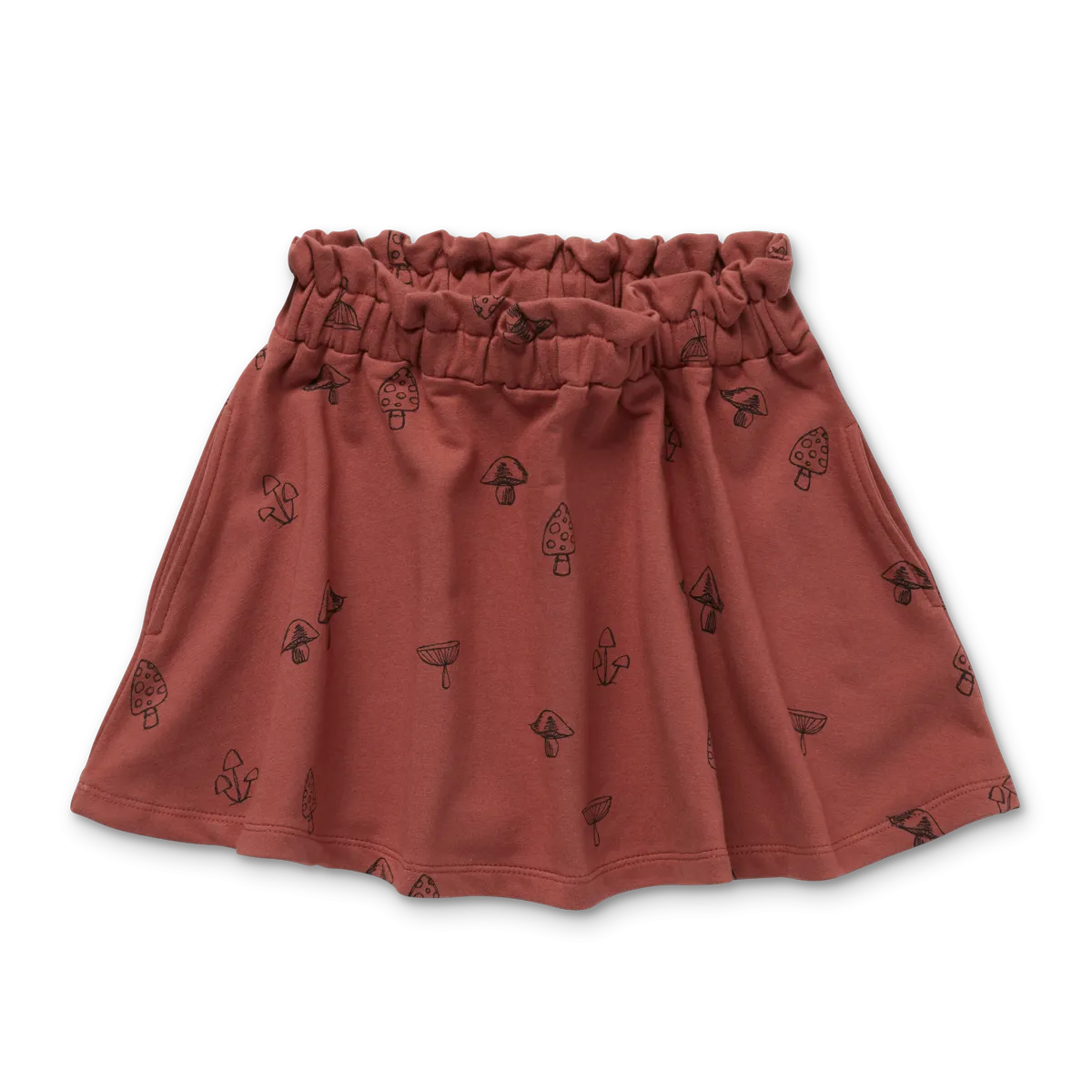 Paperbag Skirt Mushrooms Print – barn red